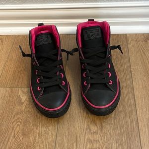 Black and pink Converse